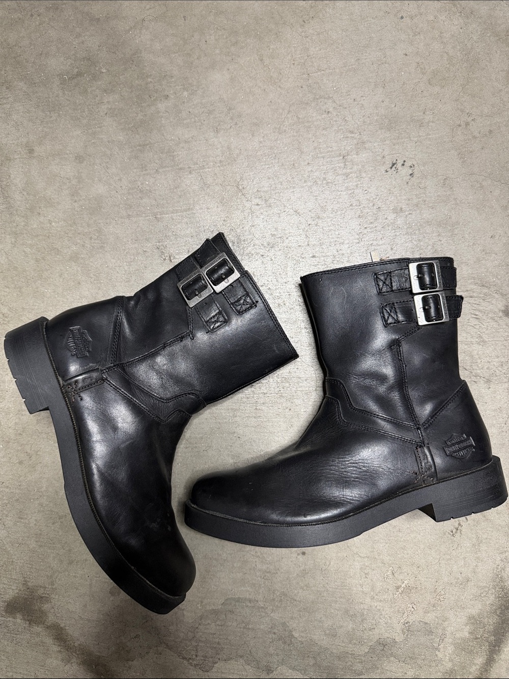 Harley-Davidson Black Leather Buckle Engineer Boots